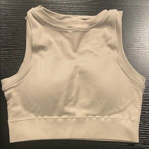 Pro-Fit Women’s Cream Ribbed Tank Top/ Sports Bra Size Small